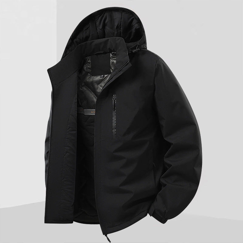 Herren Leichte isolierte Hybrid-Outdoorjacke mit Thermofutter, Kapuze und wasserdichten Reißverschlüssen Echo Archiv