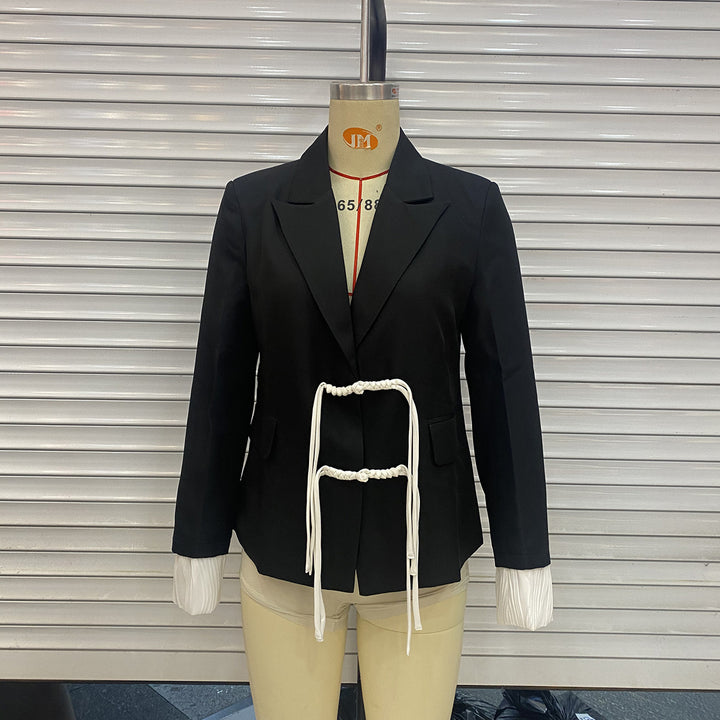 Damen nan taillierter Blazer mit Kordelzugdetail und plissierten Manschetten Echo Archiv
