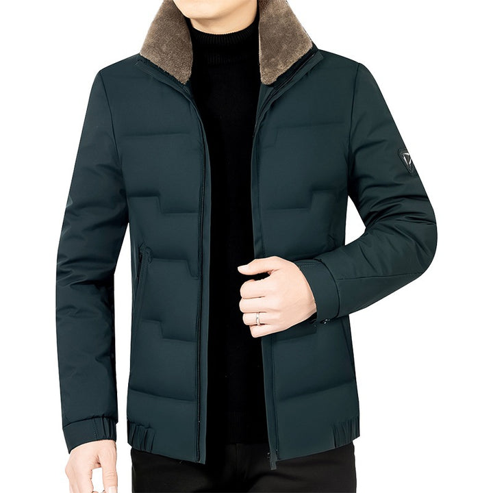 Herren Slim-Fit Wattierte Übergangsjacke mit weichgefüttertem Stehkragen und verdecktem Reißverschluss – Marzano
