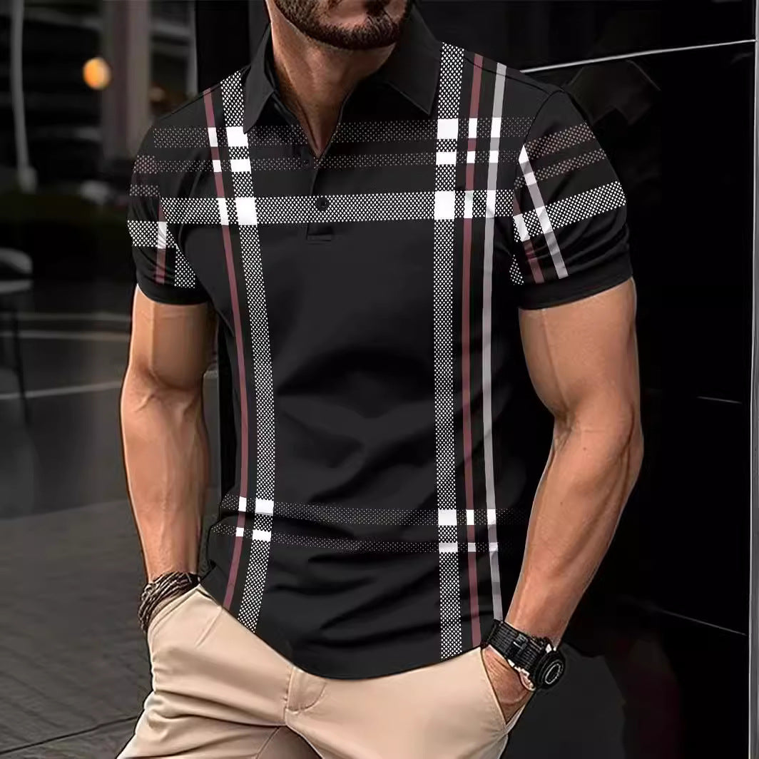 Herren Poloshirt mit modernem Karomuster und sportlichen Akzenten Echoarchiv
