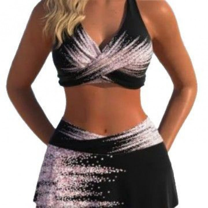 Damen Sport-Bikini-Set mit hochgeschlossenem Oberteil und schwingendem Rock Echo Archiv