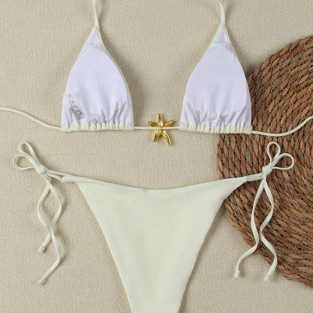Damen Triangel-Bikini-Set mit verstellbaren Trägern und dekorativem Schmuckelement Echo Archiv