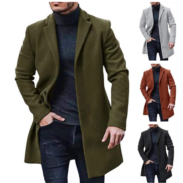 Herren Eleganter Wollmantel mit klassischem Revers und Echoarchivrnem Schnitt Echoarchiv