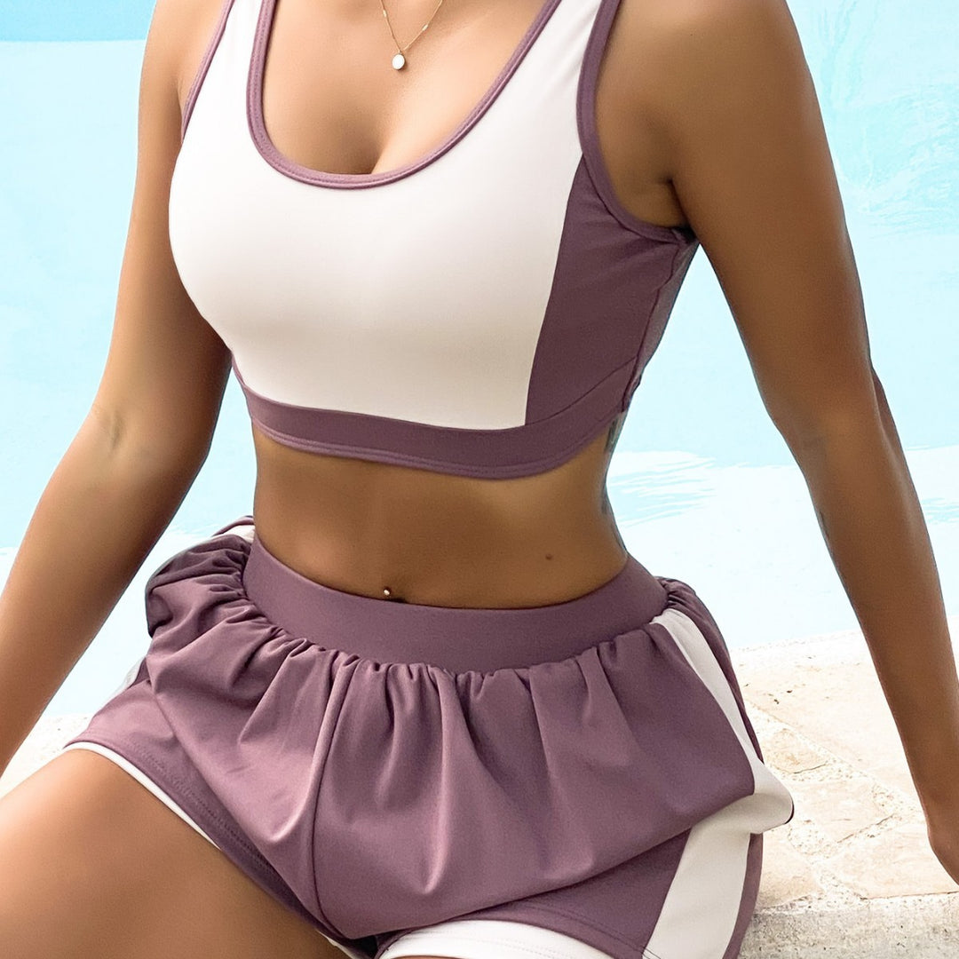 Damen Sportliches Crop-Top Short Set Echo Archiv