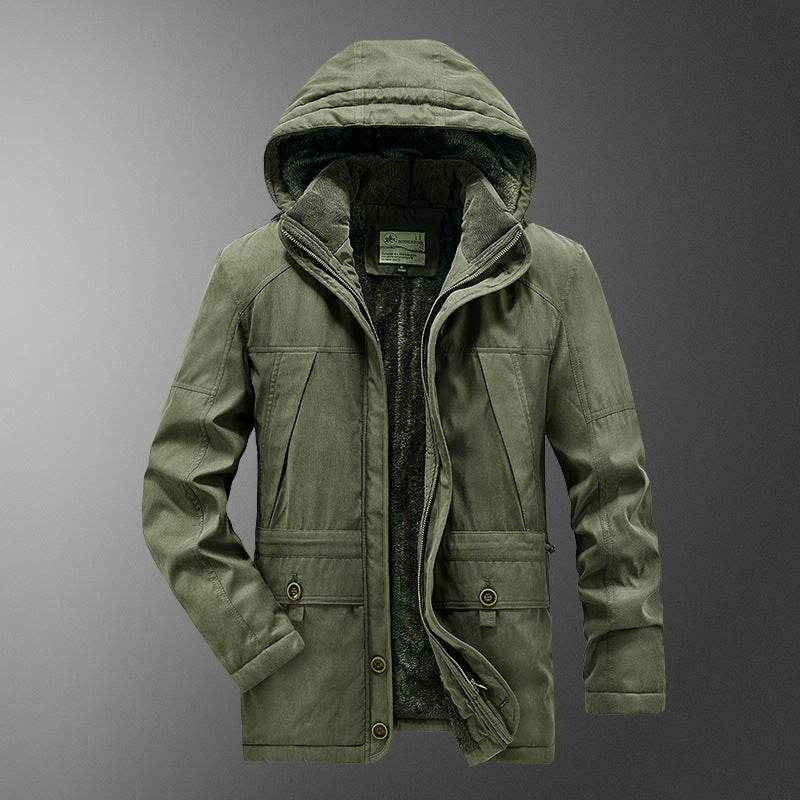 Herren gefütterter Kapuzenparka mit Thermo-Teddyfutter, winddichter Baumwollmix-Außenschale und Mehrfachtaschen Echo Archiv