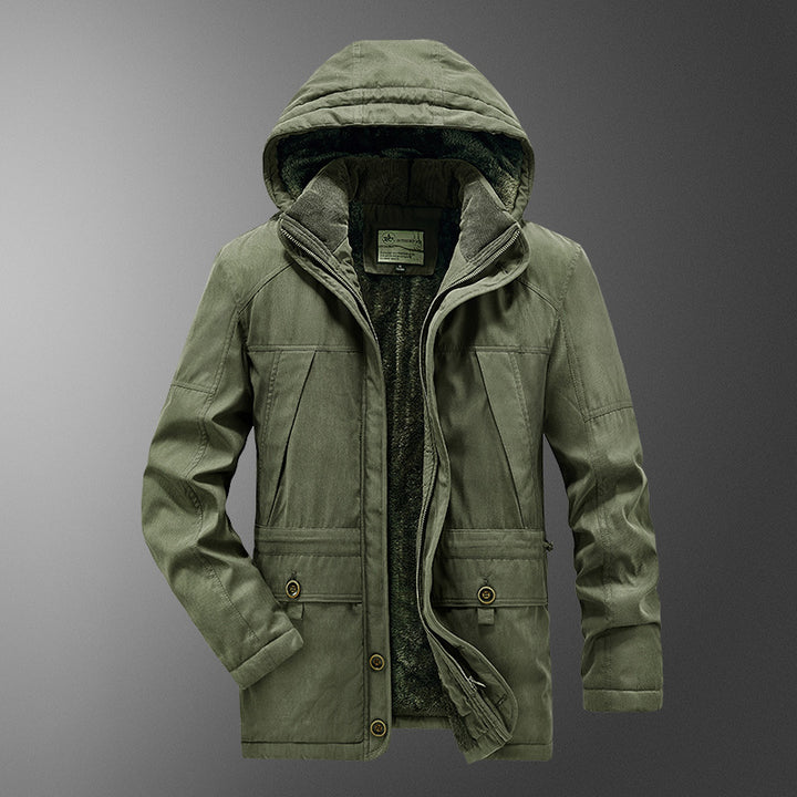 Herren gefütterter Kapuzenparka mit Thermo-Teddyfutter, winddichter Baumwollmix-Außenschale und Mehrfachtaschen Echo Archiv
