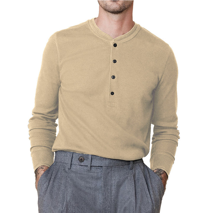 Herren Langarmshirt mit Knopfleiste und weichem Stoff Echoarchiv