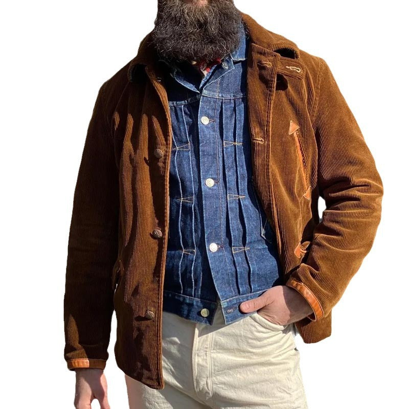 Herren cordjacke mit praktischem Taschen-Detail und Knopfverschluss Echoarchiv