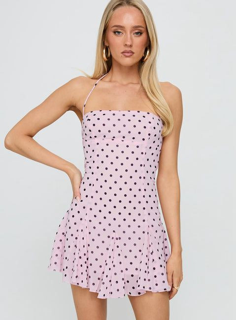 Damen nan schulterfreies Neckholder-Minikleid mit taillierter Korsage und ausgestelltem Volantrock Echo Archiv