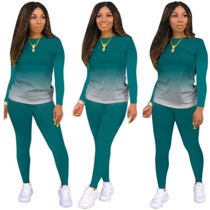 Damen Zweiteiliges Stretch-Set mit Langarmshirt und High-Waist-Leggings – Avérine