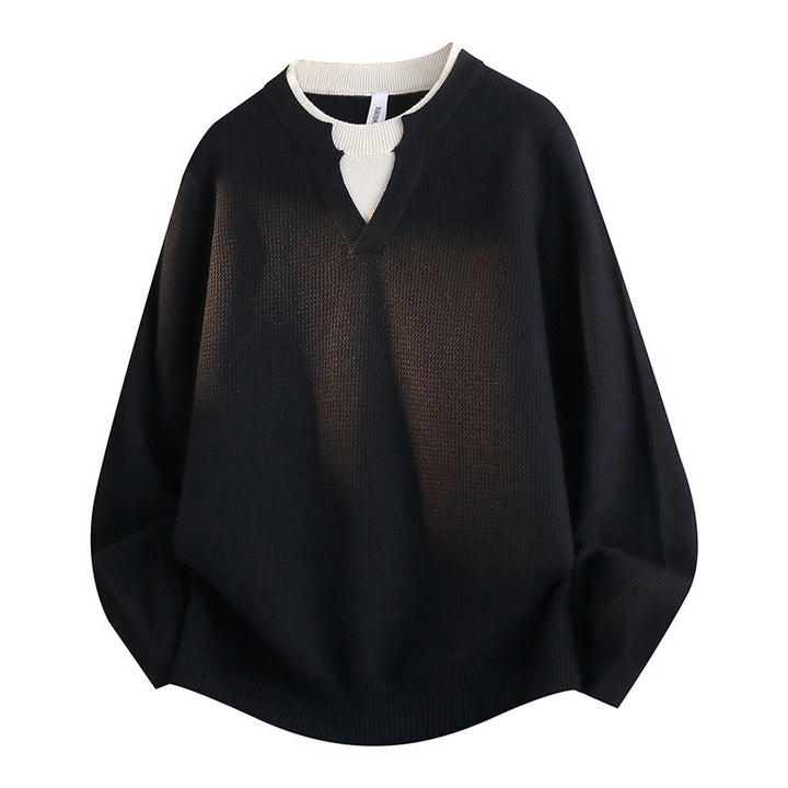 Damen Stylischer Grobstrickpullover mit V-Ausschnitt – Mavelle