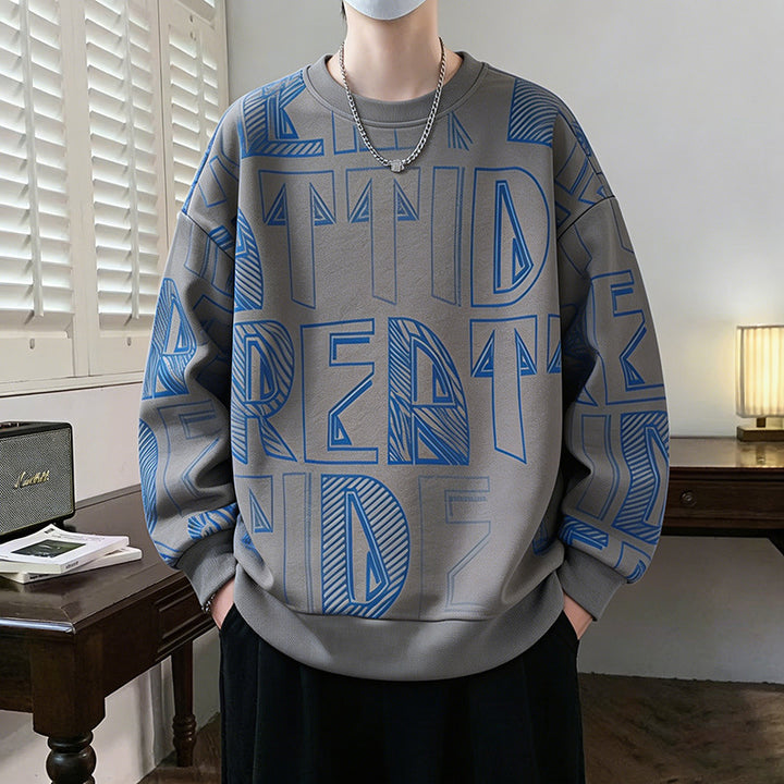 Herren Oversized-Sweatshirt mit großflächigem Lettering-Print und geripptem Saum Echo Archiv