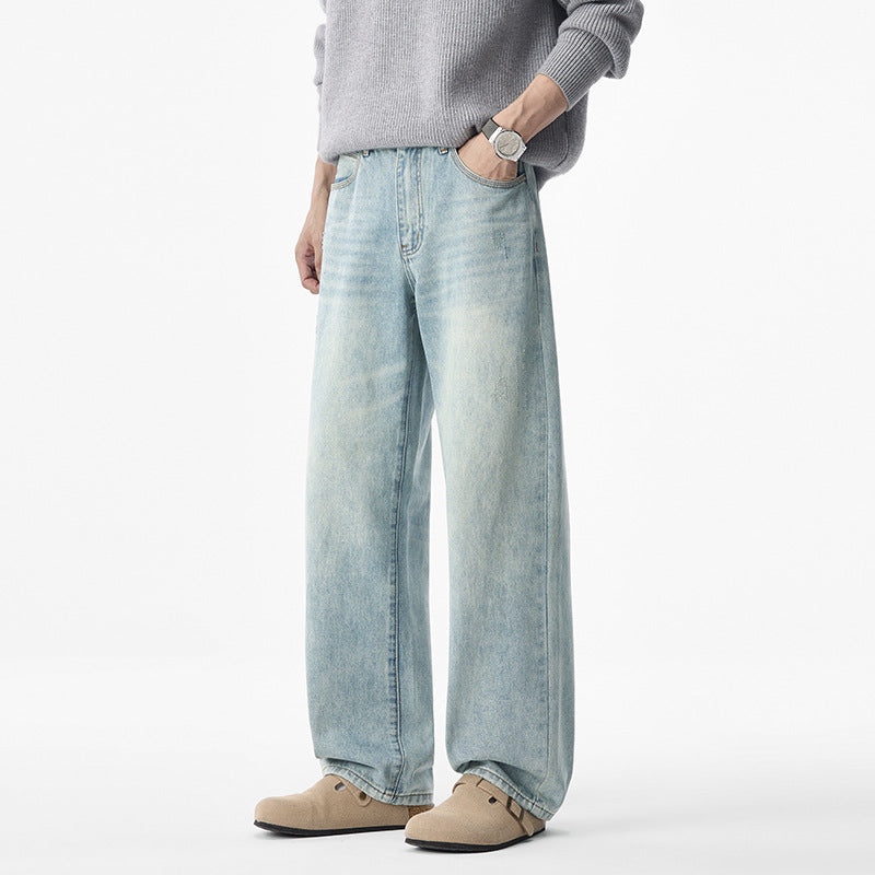 Herren lässige weite Jeans mit tiefem Schritt und Vintage-Waschung Echo Archiv