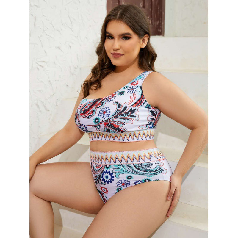 Damen Hochtaillierter Bikini mit gestreiftem Bund Echo Archiv