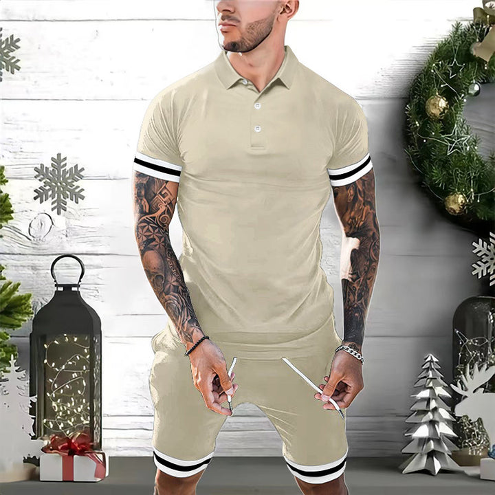 Herren Sportliches Kurzarm-Polohemd mit kombiniertem Shorts-Set Echoarchiv