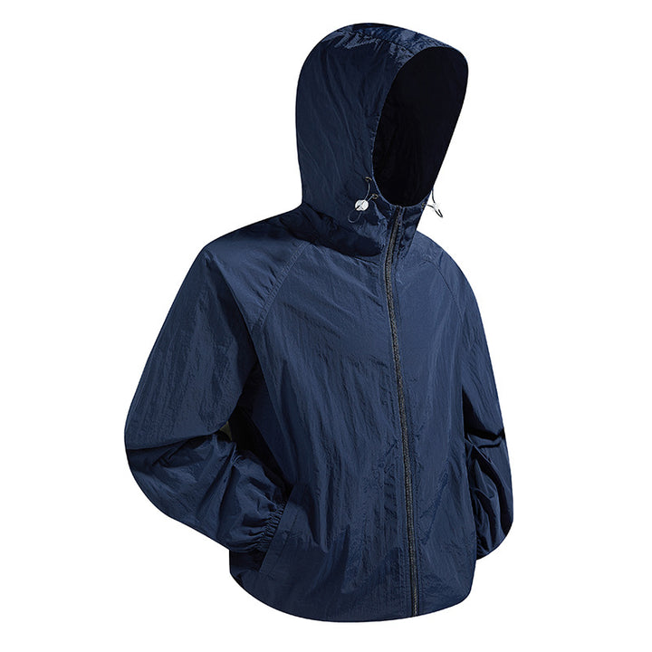 Unisex Leichte packbare Kapuzen‑Windjacke mit wasserabweisender Ripstop‑Hülle und verstellbarer Kapuze Echoarchiv
