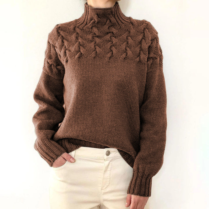 Damen nan Strickpullover mit Zopfstruktur und hohem Rollkragen Echo Archiv