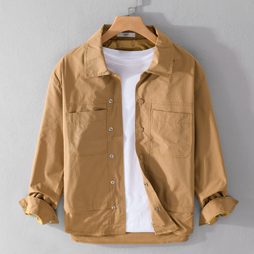 Herren Leichtes Baumwoll-Overshirt mit Kentkragen, aufgesetzten Brusttaschen und Relaxed-Fit Echoarchiv