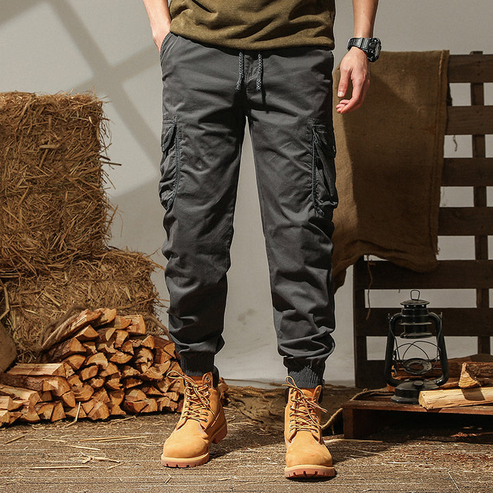 Herren Cargo-Joggerhose mit elastischem Saum, multifunktionalen Cargotaschen und robustem Canvas – Bravaro