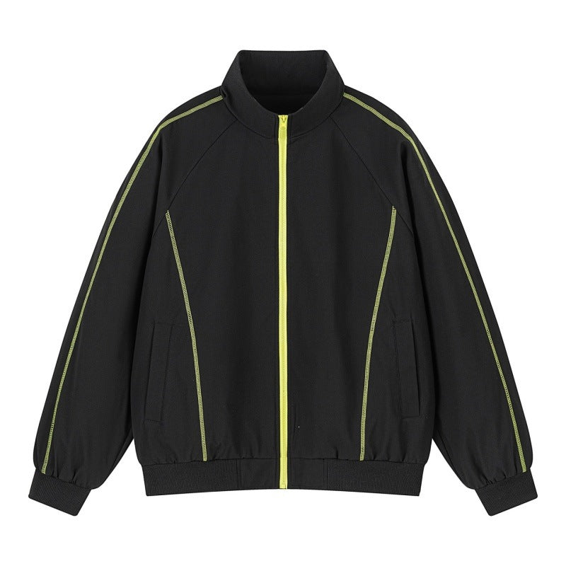 Herren Leichte Raglan-Bomberjacke mit kontrastierenden Flatlock‑Nähten und Stehkragen Echoarchiv