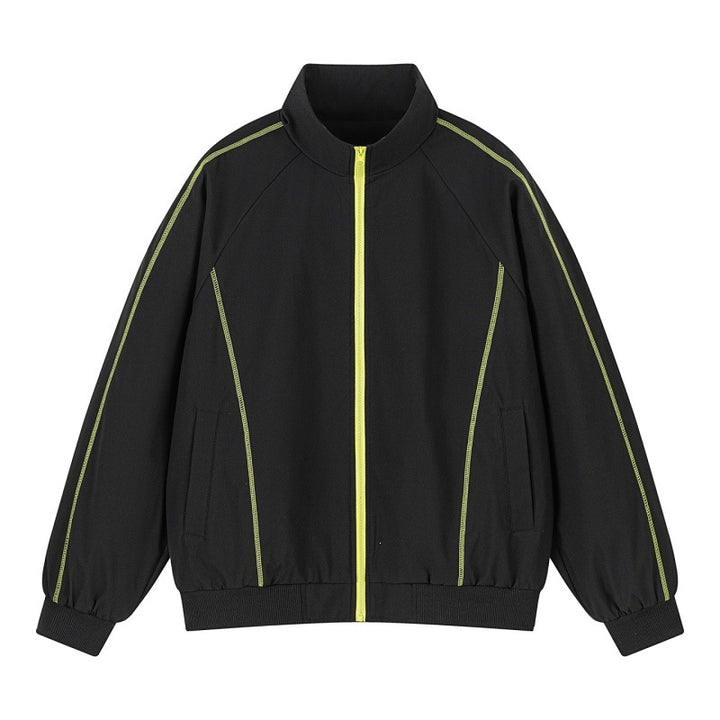 Herren Leichte Raglan-Bomberjacke mit kontrastierenden Flatlock‑Nähten und Stehkragen Echoarchiv