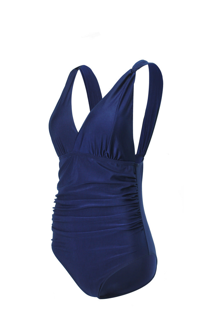 Damen Eleganter Einteiler Badeanzug mit Wickeloptik und Raffung Echo Archiv