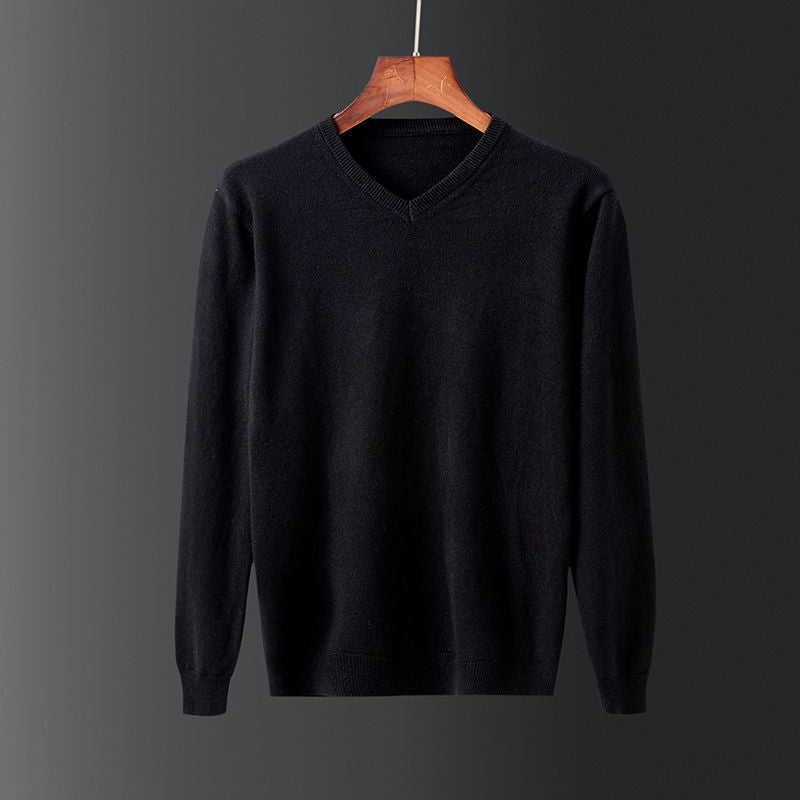 Herren eleganter V-Ausschnitt Pullover aus feiner Wolle Echoarchiv