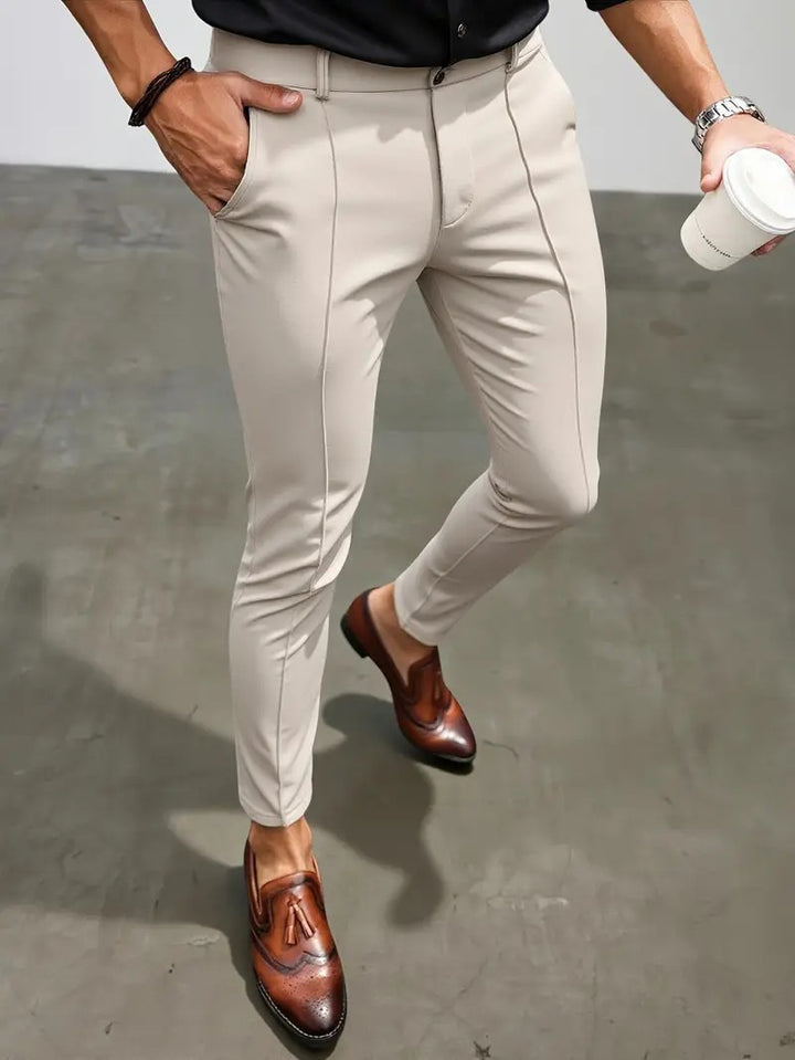 Herren Modische Slim-Fit Anzughose mit feinen Nähte Echoarchiv