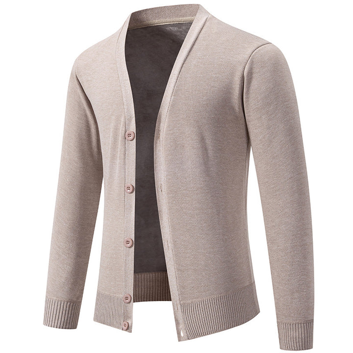 Herren nan leichte Feinstrick-Strickjacke mit V-Ausschnitt, verdeckter Knopfleiste und elastischem Rippbündchen Echo Archiv