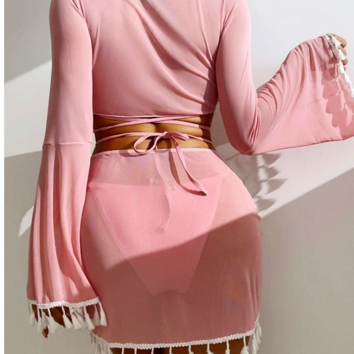 Damen Bikiniset mit elegantem Wickeloberteil und hohem Taillenrock Echo Archiv