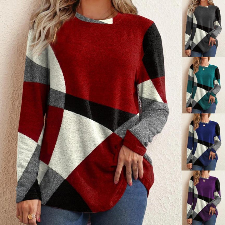 Damen Geometrischer Übergroßer Strickpullover mit Knopfdetails an der Seite Echoarchiv