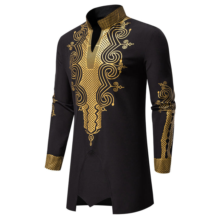 Herren Traditionelles besticktes Tunika‑Set mit Mandarinkragen und elastischer Hose Echo Archiv