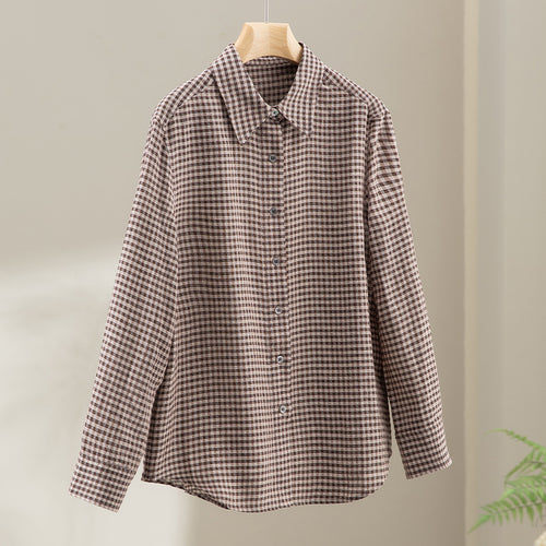 Damen Karierte Oversize-Hemdenbluse mit durchgehender Knopfleiste Echoarchiv