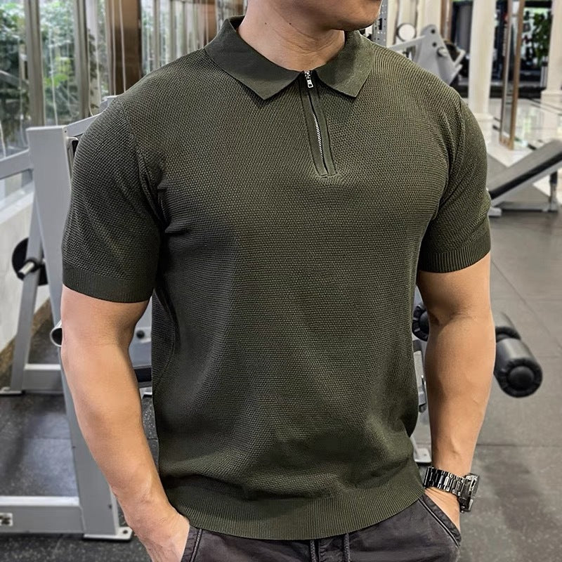 Herren Strukturierte Kurzarm Poloshirt Echoarchiv