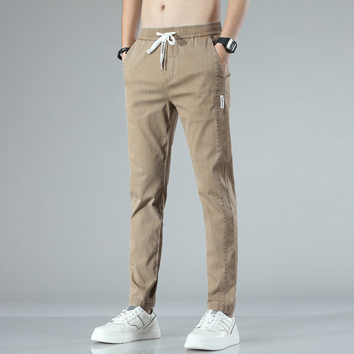 Herren bequeme Chinohose mit verstellbarem Bund und seitlichen Taschen Echoarchiv