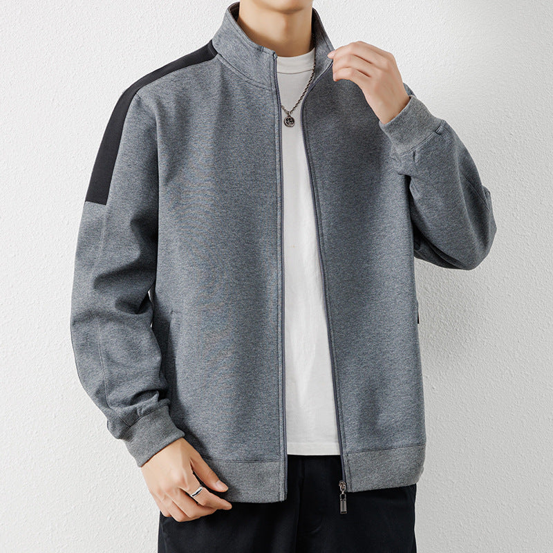 Herren Leichte Zip‑Trainingsjacke im Minimalstil mit Stehkragen und Kontrastpaspel Echo Archiv
