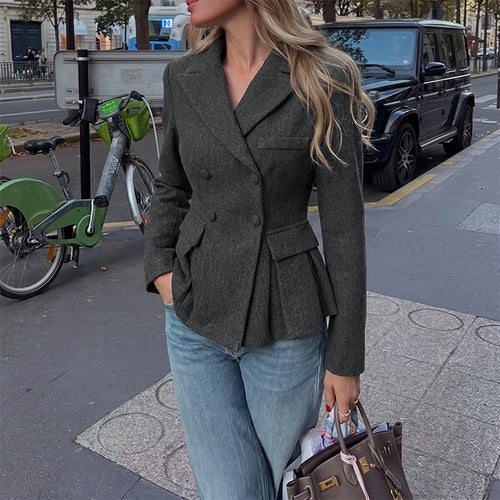 Damen Doppelreihiger taillierter Blazer mit Schößchen – Valéne