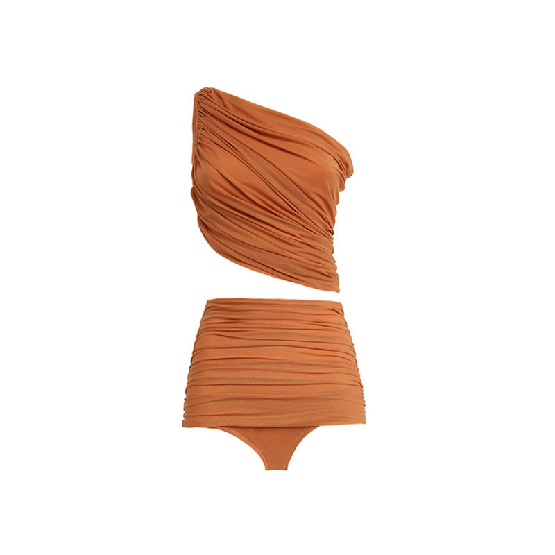 Damen Hochtaillierter Bikini mit asymmetrischem Oberteil und Wickelrock Echo Archiv