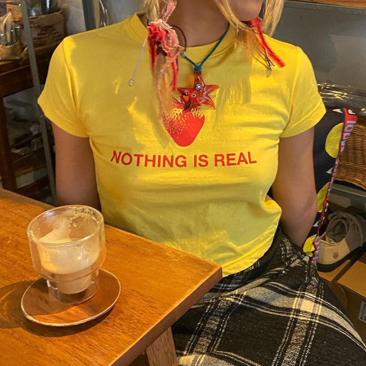 Damen Kreatives Grafik T-Shirt mit Erdbeer-Motiv Echo Archiv