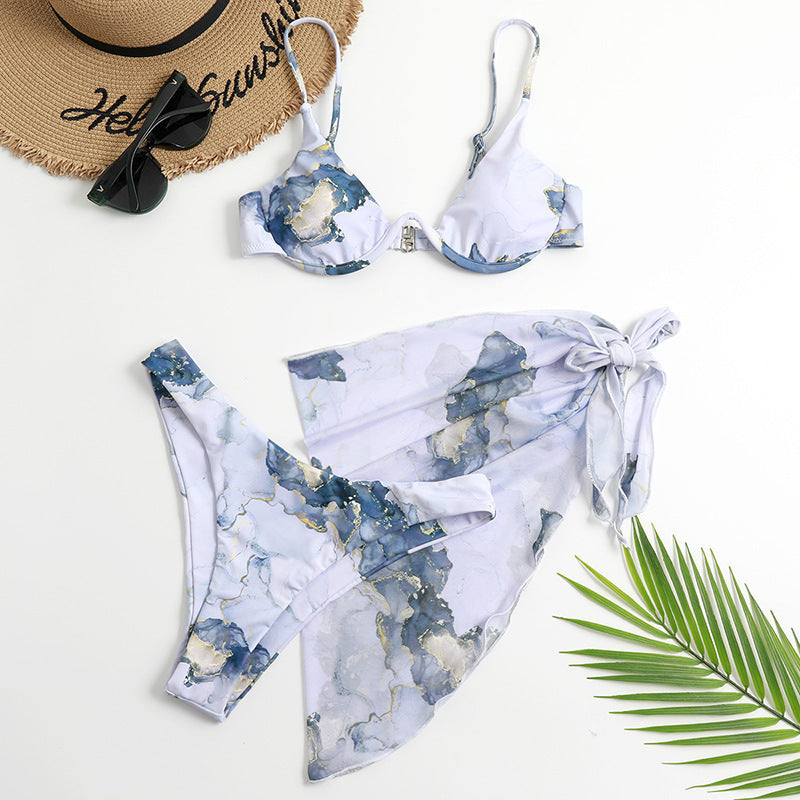 Damen Bikiniset mit marbledem Design und verstellbaren Trägern Echo Archiv