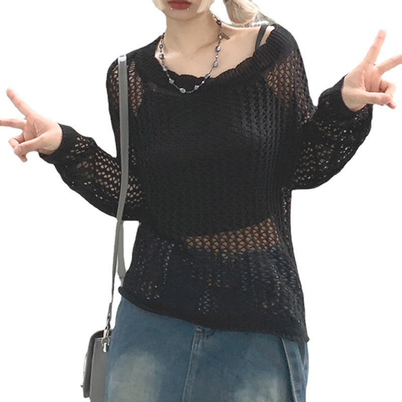 Damen luftiger Strickpullover mit feinem Netzmuster Echo Archiv
