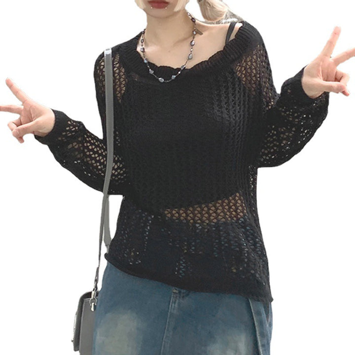 Damen luftiger Strickpullover mit feinem Netzmuster Echo Archiv