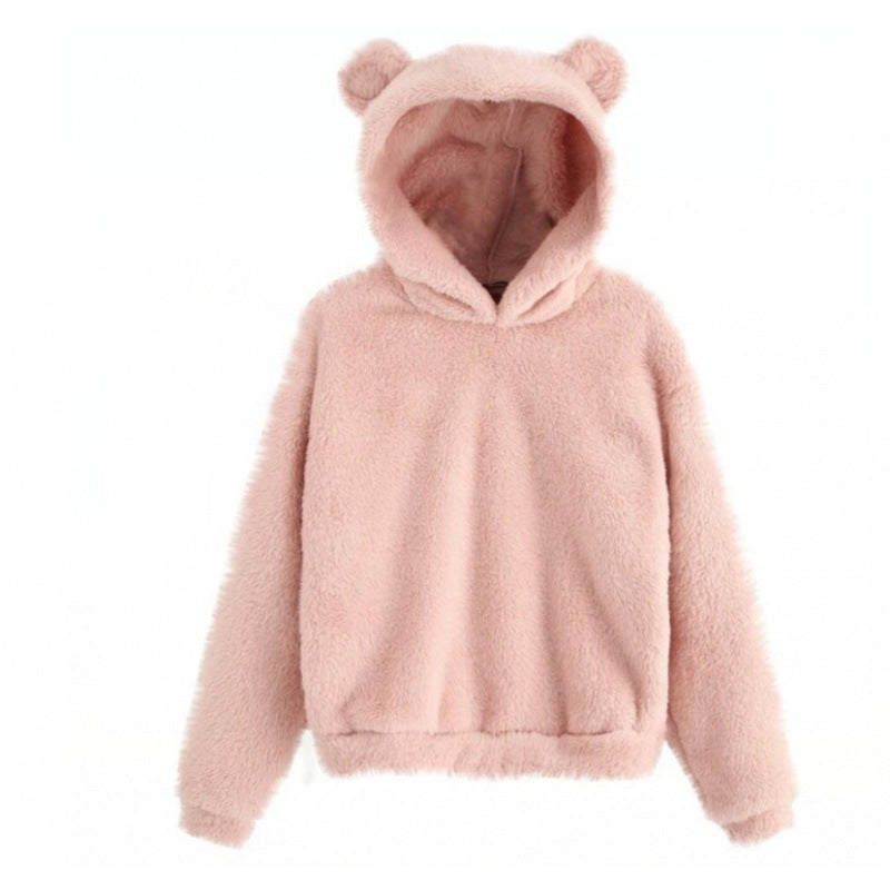 Damen Kuscheliger Teddy-Fleece-Hoodie mit Bärenohren und Oversize-Passform Echo Archiv