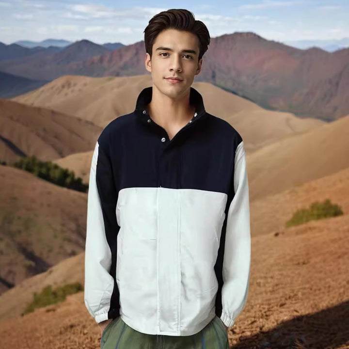 Herren sportliche Freizeitjacke mit modernem Stehkragen und praktischen Taschen Echoarchiv