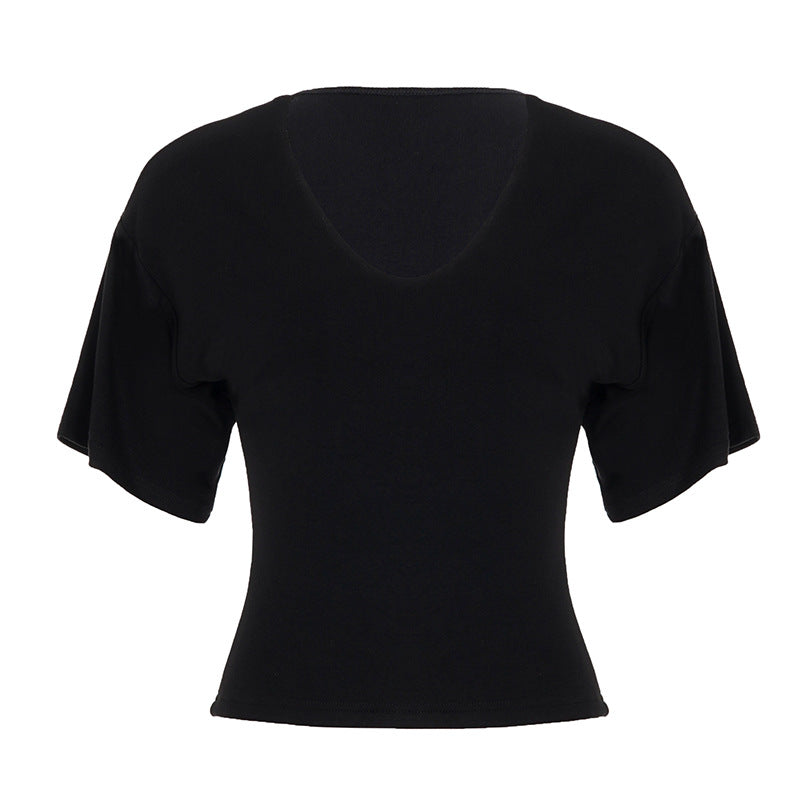 Damen elegantes V-Ausschnitt Oberteil mit lockeren Ärmeln Echo Archiv