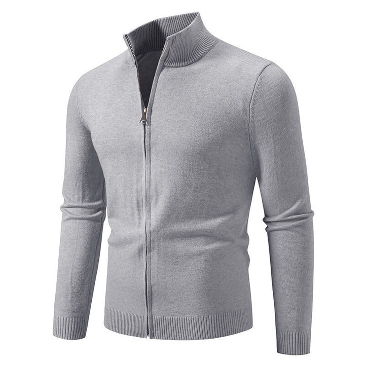 Herren nan schmal geschnittene Reißverschluss-Strickjacke mit geripptem Stehkragen und feinem Baumwollmix Echo Archiv