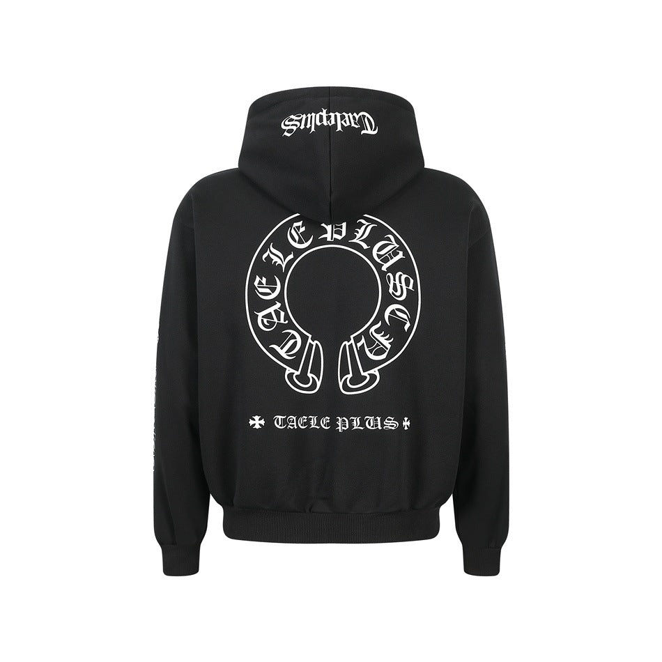 Unisex Kapuzenpullover im Urban‑Gothic‑Print mit geripptem Saum Echoarchiv