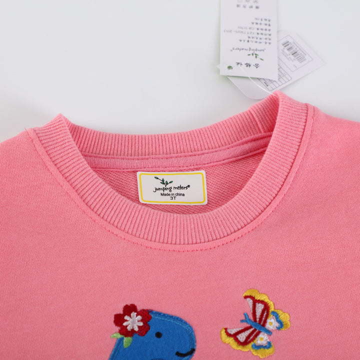 Mädchen Sweatshirt mit buntem Dinosaurier- und Blumenapplikationen Echo Archiv