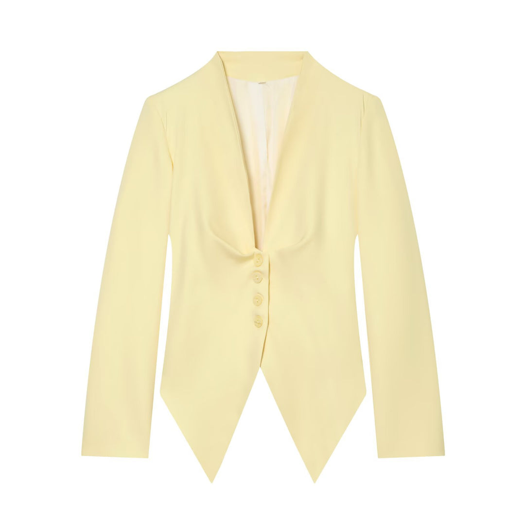 Damen Taillierter Cropped-Blazer mit spitzem Zipfelsaum und tiefem V-Ausschnitt Echo Archiv