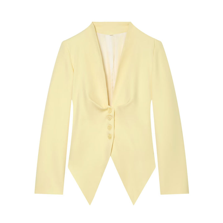 Damen Taillierter Cropped-Blazer mit spitzem Zipfelsaum und tiefem V-Ausschnitt Echo Archiv